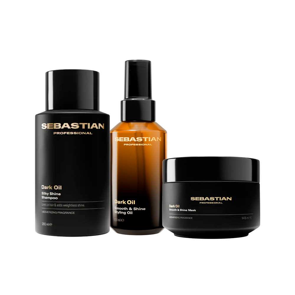 Sebastian - Professional Dark Oil Brillo Sedoso - Champú 280 mL + Mascarilla Suavizante y Brillante 145 mL + Aceite Suavizante y Brillante 100 mL